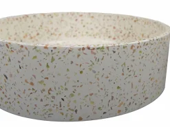 New Shower & Design Lavabo redondo de terrazo rosa, D39 x Alt. 12 cm, DUKAT Rosa / Blanco
