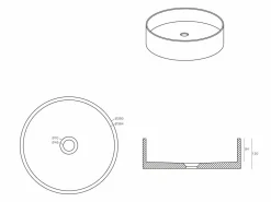 Shower & Design Lavabo redondo de terrazo blanco, D39 x Alt. 12 cm, DUKAT