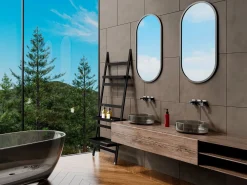 Shower & Design Lavabo redondo translúcido de resina - 40 cm - - SPAVO