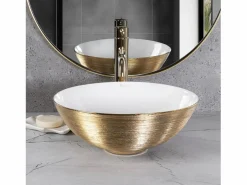 Rea Lavabo Sobre Encimera Stella Brush Gold White