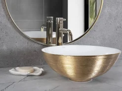 Rea Lavabo Sobre Encimera Stella Brush Gold White