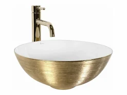 Rea Lavabo Sobre Encimera Stella Brush Gold White