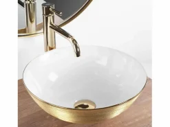 Rea Lavabo Sobre Encimera Stella Brush Gold White