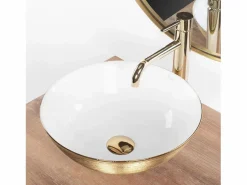 Rea Lavabo Sobre Encimera Stella Brush Gold White