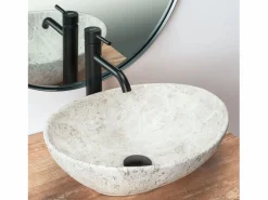 Rea Lavabo Sobre Encimera Sofia Light Stone Oval Grey