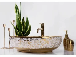 Clearance Lavabo Sobre Encimera Margot White Gold Lavabo