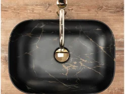 New Rea Lavabo Sobre Encimera Belinda Marble Matt Black Negro