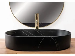 Clearance Rea Lavabo Sobre Encimera Nadia 60 Stone Black Negro
