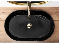 Clearance Rea Lavabo Sobre Encimera Nadia 60 Stone Black Negro
