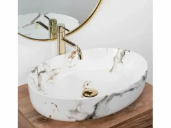 Rea Lavabo Sobre Encimera Queen Carrara Shiny White