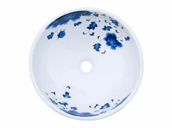 Best Lavabo sobre encimera redondo cerámica y azul Φ41x14 cm ES329978 Lavabo