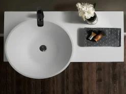 Shower & Design Lavabo suspendido de solid surface con toallero - 100 cm - YUMIKO