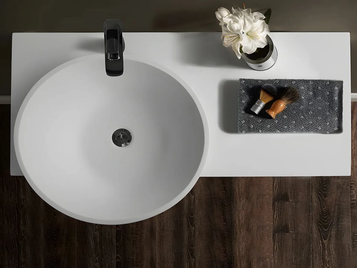 Shower & Design Lavabo suspendido de solid surface con toallero - 100 cm - YUMIKO