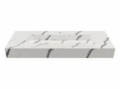 Sale Shower & Design Lavabo suspendido efecto mármol blanco - 120 cm - TAKOTNA Negro / Blanco