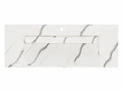 Sale Shower & Design Lavabo suspendido efecto mármol blanco - 120 cm - TAKOTNA Negro / Blanco