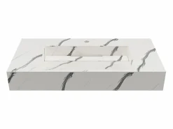 Shower & Design Lavabo suspendido efecto mármol blanco - 90 cm - TAKOTNA