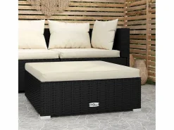 New Layla Hope Reposapiés de jardín con cojín ratán sintético gris 70x70x30 cm Reposapiés