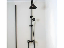 Clearance Essebagno Leeds Columna de ducha mecánica retro negra Negro