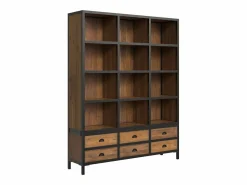 Rendez-Vous Déco Librería 6 cajones 12 nichos en metal y madera de cedro - Shelby