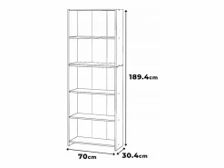 Discount Librería - Estantería multifunción Roble Sonoma 5 niveles 70X30x189cm - Para libros, juguetes y accesorios de oficina Color natural oscuro