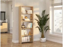 Discount Librería - Estantería multifunción Roble Sonoma 5 niveles 70X30x189cm - Para libros, juguetes y accesorios de oficina Color natural oscuro