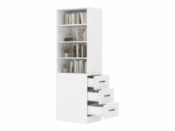 Merax Librería alta de salón - 60 x 38 x 180 cm - con 3 cajones + estantes regulables - aglomerado -