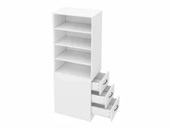 Merax Librería alta de salón - 60 x 38 x 180 cm - con 3 cajones + estantes regulables - aglomerado -