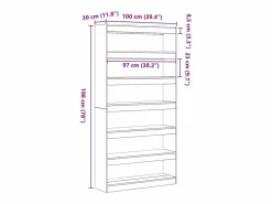 Hot Librería Artesanal de Madera Maciza de Roble 100 x 30 x 198 cm Beige