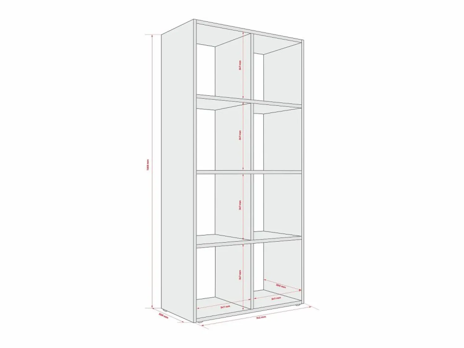 Librería con 8 compartimentos – color: cachemira – 147 × 74 × 30 cm, vertical u horizontal