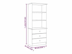 Clicnbuy Librería con cajones ALTA madera de pino 60x35x142 cm