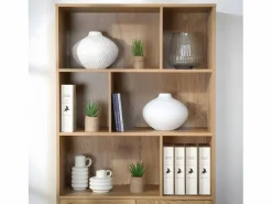 Calicosy Librería de 6 Compartimentos y 2 Puertas en Ratán Natural H175cm - JAYA Beige