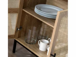 Calicosy Librería de 6 Compartimentos y 2 Puertas en Ratán Natural H175cm - JAYA Beige