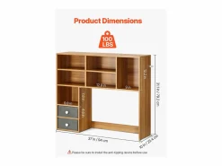 Outlet Librería de Escritorio SucceBuy. Organizador de Madera de 3 Niveles. con 2 Cajones de Tela. para Escritorio, Hogar y Dormitorio, Para Oficina Cajonera De Escritorio