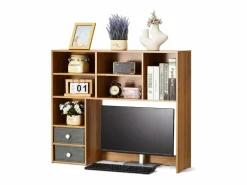 Outlet Librería de Escritorio SucceBuy. Organizador de Madera de 3 Niveles. con 2 Cajones de Tela. para Escritorio, Hogar y Dormitorio, Para Oficina Cajonera De Escritorio