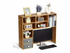 Outlet Librería de Escritorio SucceBuy. Organizador de Madera de 3 Niveles. con 2 Cajones de Tela. para Escritorio, Hogar y Dormitorio, Para Oficina Cajonera De Escritorio