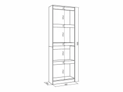 Hot Librería estantería, 60x25x186cm, Salón - Comedor - Oficina, Con Almacenaje, Cemento Librería