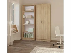 Clearance Librería haaus Flint, 4 estantes, Roble Sonoma, 70 x 32 x 196 cm Consola Escritorio