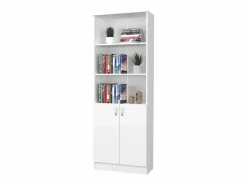 New Librería haaus Flint, con puertas inferiores y 2 estantes, , 70 x 32 x 196 cm Blanco