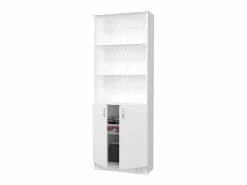 New Librería haaus Flint, con puertas inferiores y 2 estantes, , 70 x 32 x 196 cm Blanco
