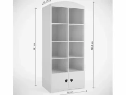 New Les Tendances Librería infantil blanca decorada con corazones Myra Blanco