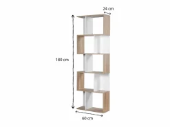 Calicosy Librería múltiples estantes Alt. 180cm - Acabado madera y blanco