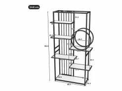 Best ModernLuxe Librería moderna de metal 100×30×180 cm - estructura geométrica - blanco + Negro