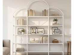 Discount ModernLuxe Librería moderna de metal 170×26×190 cm - forma de nube - 5 niveles de almacenamiento - Blanco