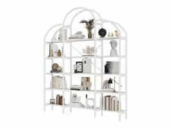 Discount ModernLuxe Librería moderna de metal 170×26×190 cm - forma de nube - 5 niveles de almacenamiento - Blanco