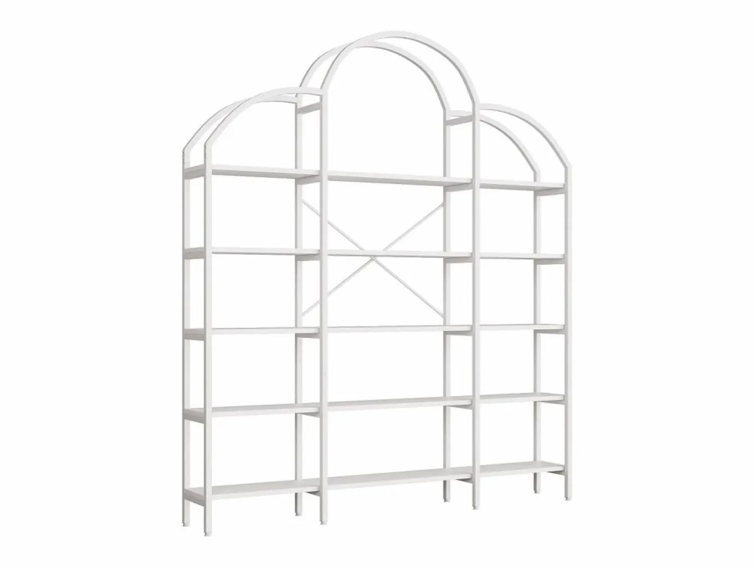 Discount ModernLuxe Librería moderna de metal 170×26×190 cm - forma de nube - 5 niveles de almacenamiento - Blanco