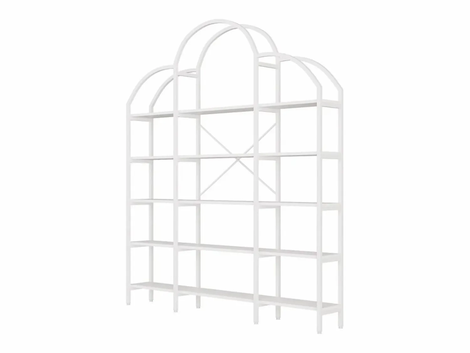 Discount ModernLuxe Librería moderna de metal 170×26×190 cm - forma de nube - 5 niveles de almacenamiento - Blanco