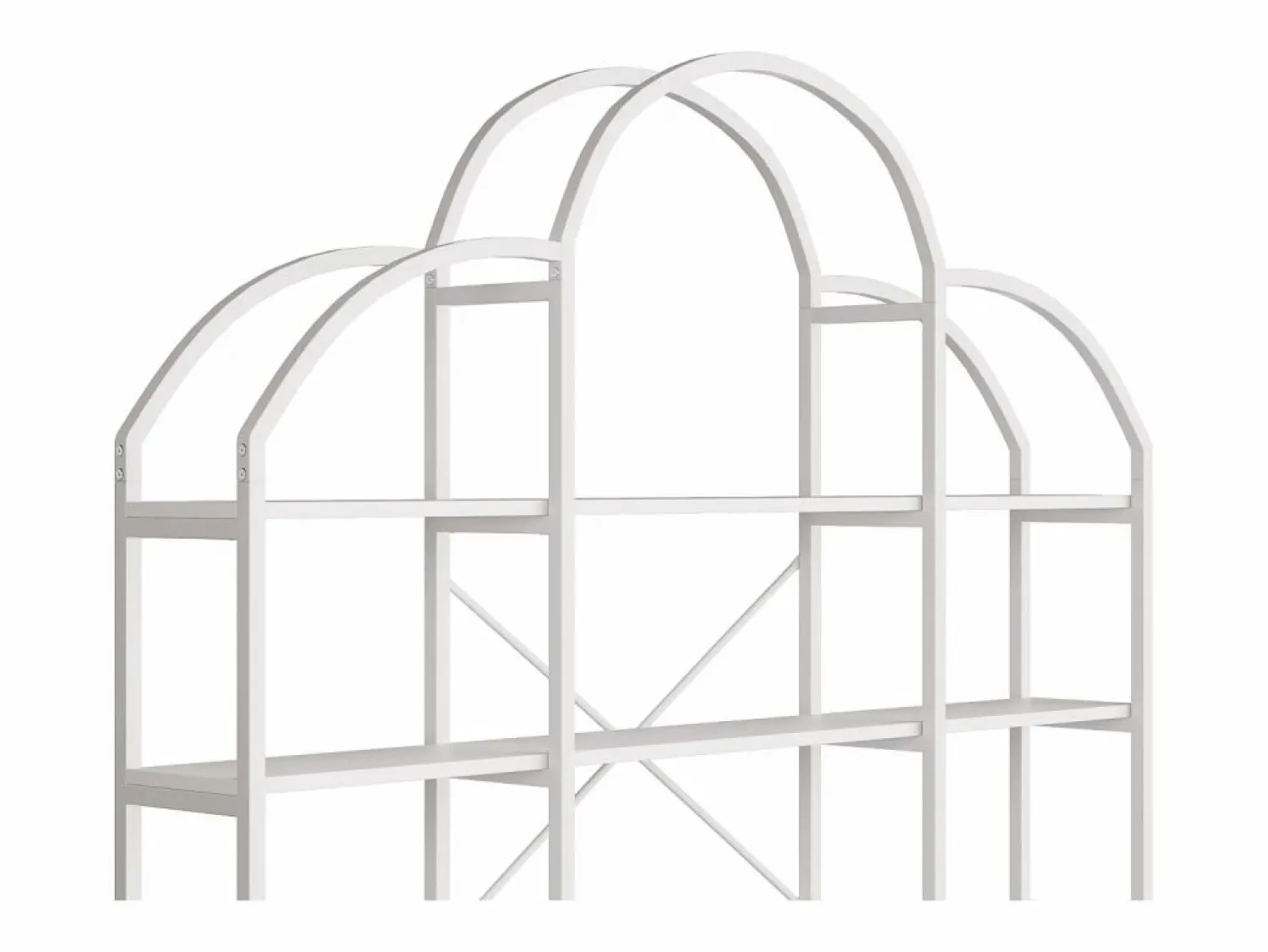 Discount ModernLuxe Librería moderna de metal 170×26×190 cm - forma de nube - 5 niveles de almacenamiento - Blanco