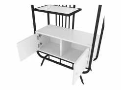 ModernLuxe Librería moderna de metal 80×30×180 cm - mueble con 2 puertas - 3 estantes - decoración circular - blanco +
