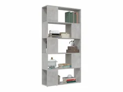 Discount vidaxl Librería separador contrachapada hormigón 80x24x155 cm Gris
