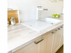 Discount Lisse fregadero reversible 1 cubeta 1 escurridor en resina blanca Fregadero